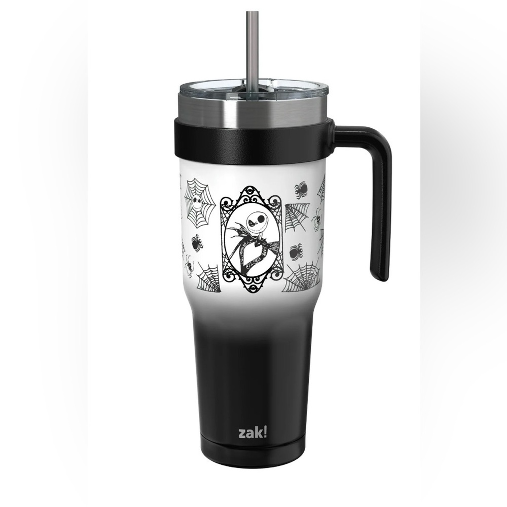 New Zak Designs 40oz Nightmare Before Christmas Straw Handle Tumbler, Insulated